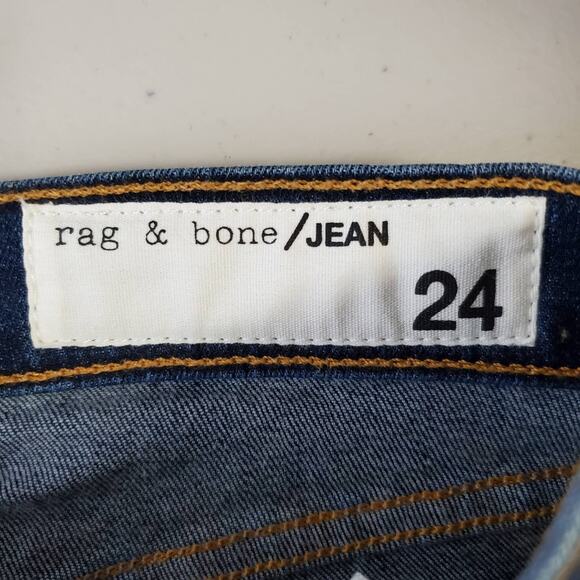 rag & bone Women's Stevie Ankle Bow Tie Skinny Jeans Size 24 Dark Wash Mid Rise - Picture 5 of 10